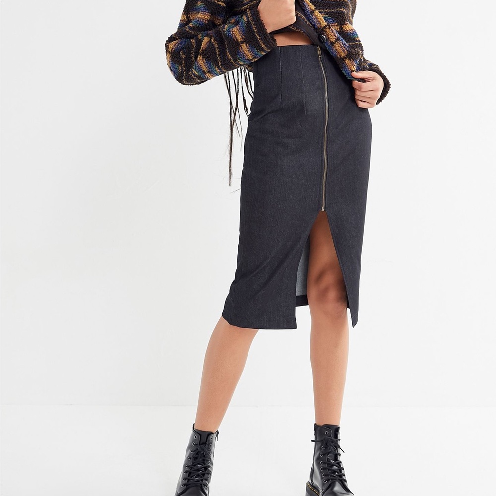 Urban Renewal Black Denim Midi Skirt